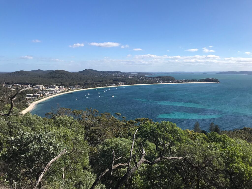 Shoal Bay and Port Stephens Eastern Harbour as viewed from Tomaree Headland