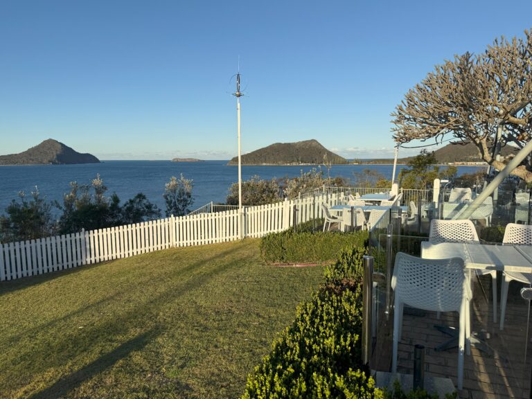 View from the Inner Light Tearooms towards Port Stephens Heads and Tomaree Headland
