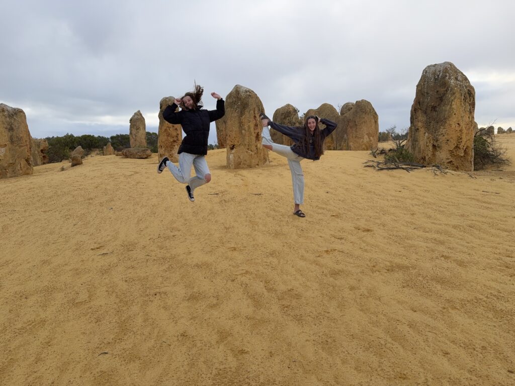 Kids dancing in the Pinnacles Desert
