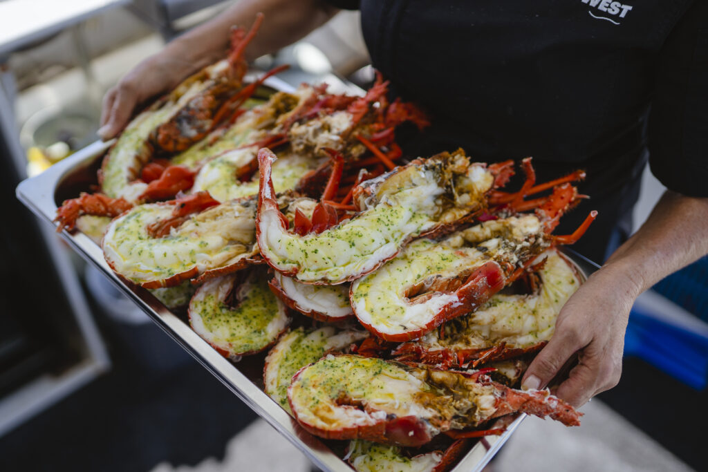 Huge platter of Western rock lobster