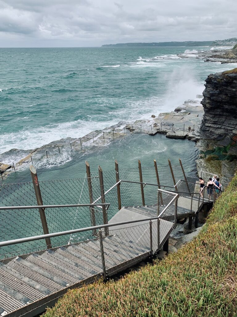 Metal staircase down to the Bogey Hole, Newcastle