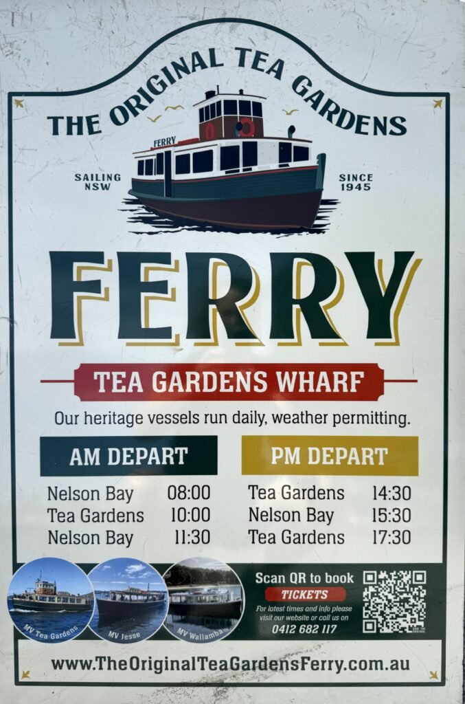 Tea Gardens Ferry timetable