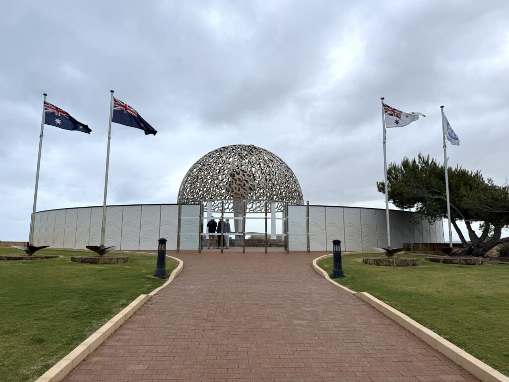 HMAS Sydney II Memorial with flags flying