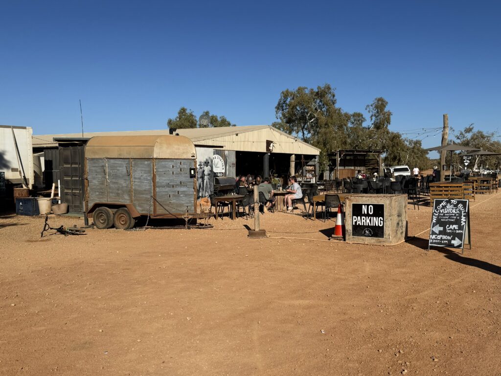 Rustic dining shed at Bullara Station, half way between Coral Bay and Exmouth in Ningaloo is a perfect stop for scones with jam and cream.