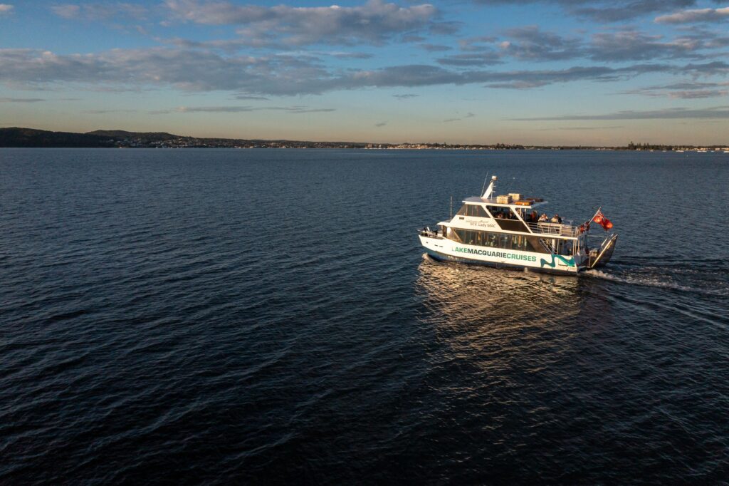 Cruising Lake Macquarie with Lake Macquarie Cruises at sunset