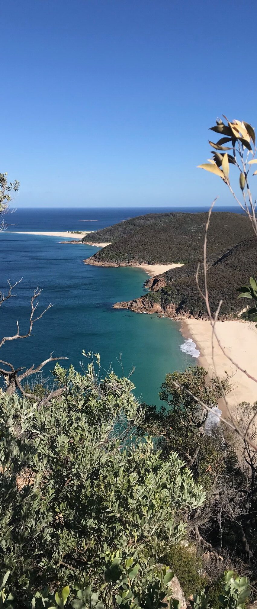 View from Tomaree Headland towards Zenith Beach and notorious Fingal Spit.