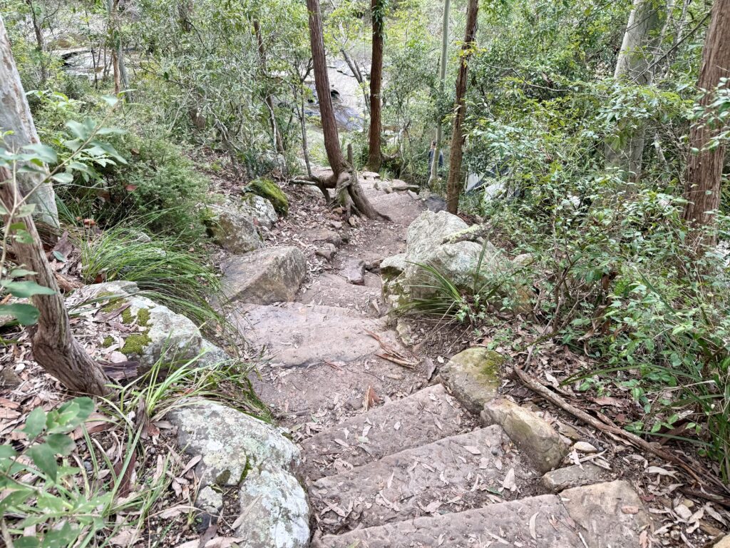 Stone steps leading down the valley