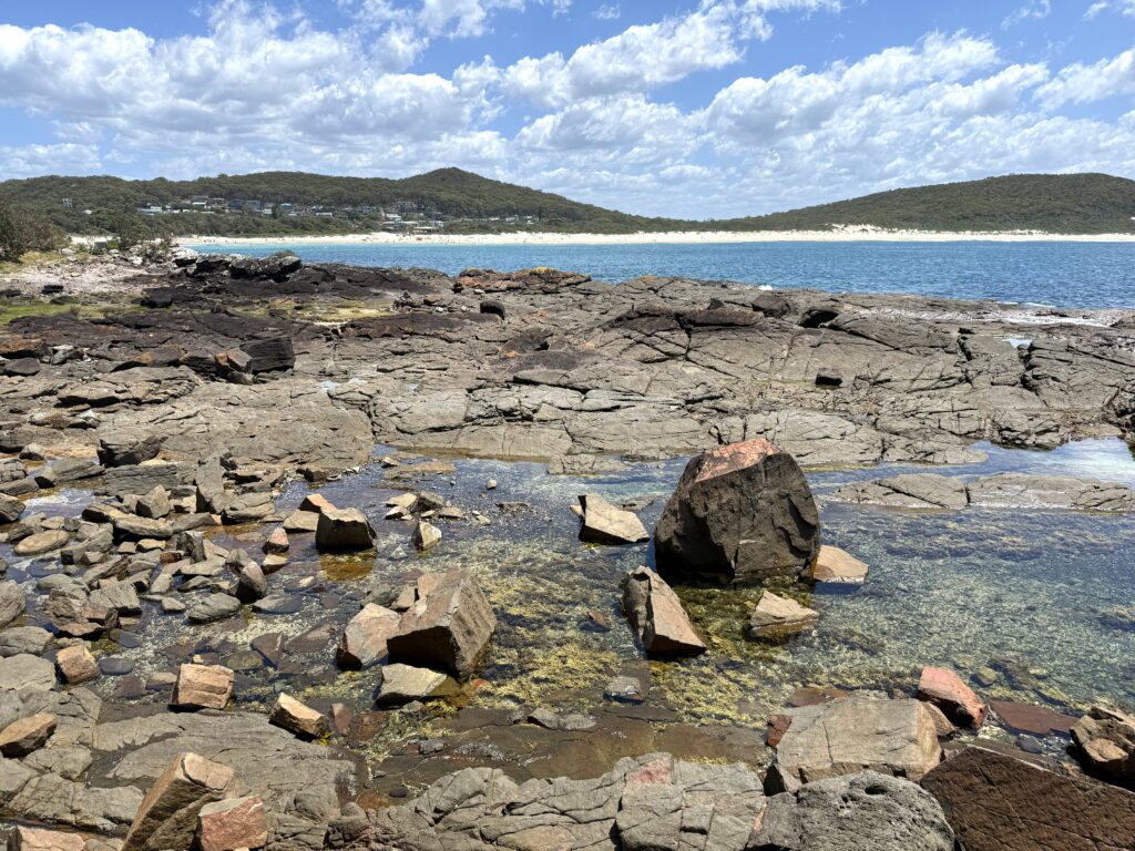Rockpools at Barry Point looking towards Fingal Beach
