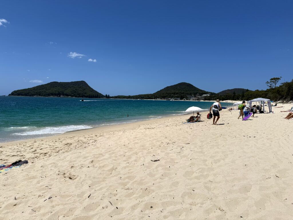 Families enjoying a beach day at Shoal Bay