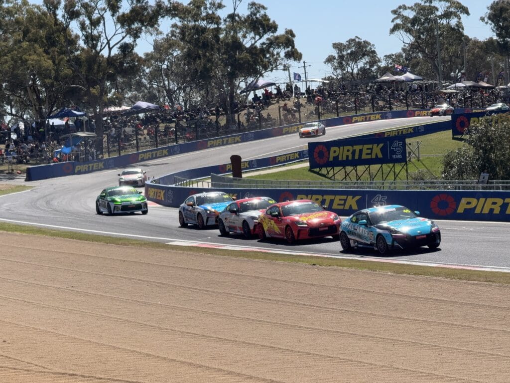 Five development drivers in the Toyota GAZOO racing GR-Cup navigate the Esses