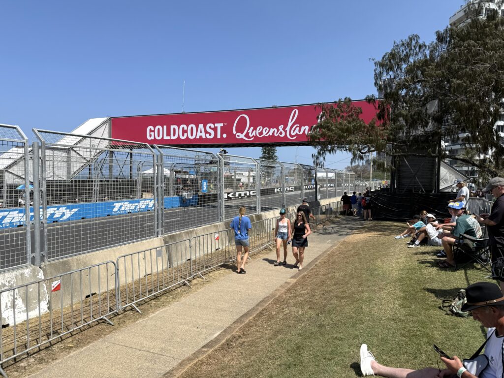 Spectators are able to cross the track via enclosed overpasses