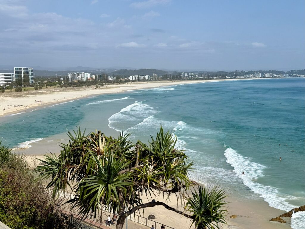 Kirra Hill provides stunning views overlooking Kirra Beach to the skyscrapers of the Gold Coast also provides excellent whale watching.