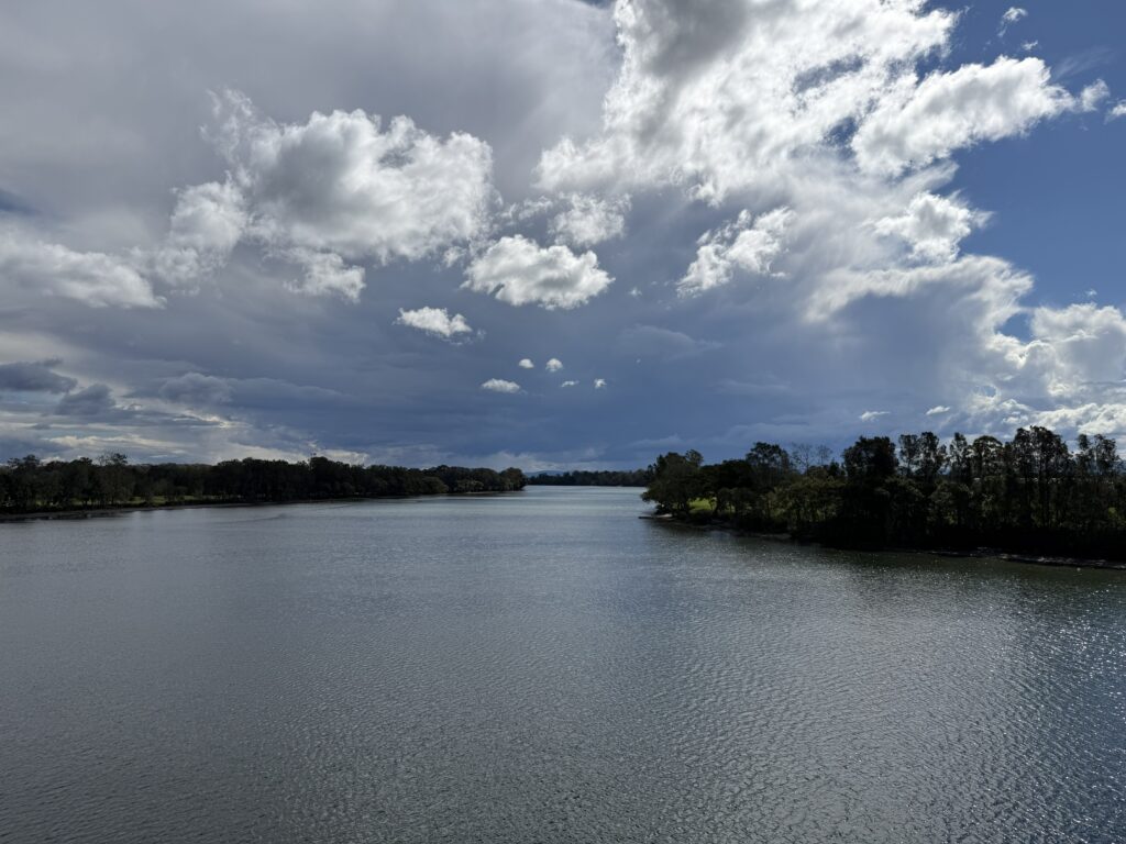 Manning River with storm clouds looming in the distance.
