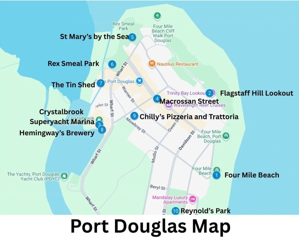 Map showing where things to do are located in Port Douglas