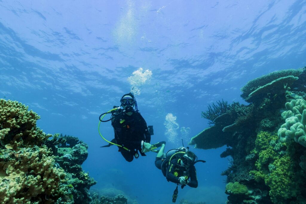 Scuba divers on the Great BArrier Reef with Quiksilver Pro Dive Co.