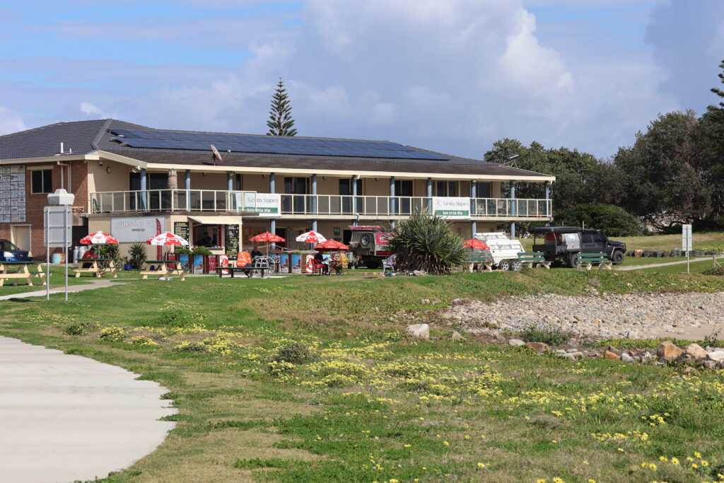 Sunset Cafe overlooks Crowdy Beach providing a nice spot for brunch or lunch - however, it is closed at sunset.